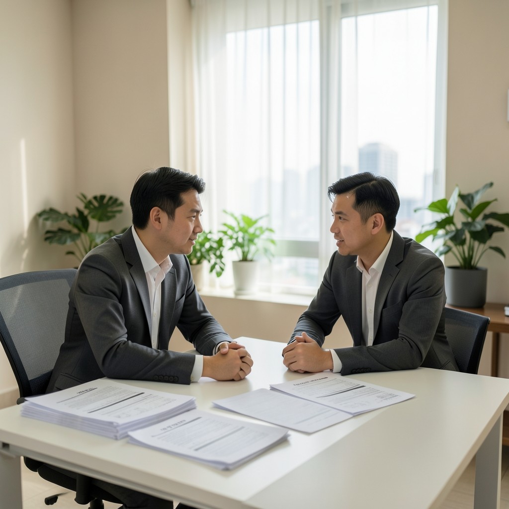 Synap Axispoint analysts discussing branch sales sheets in a Bangkok office