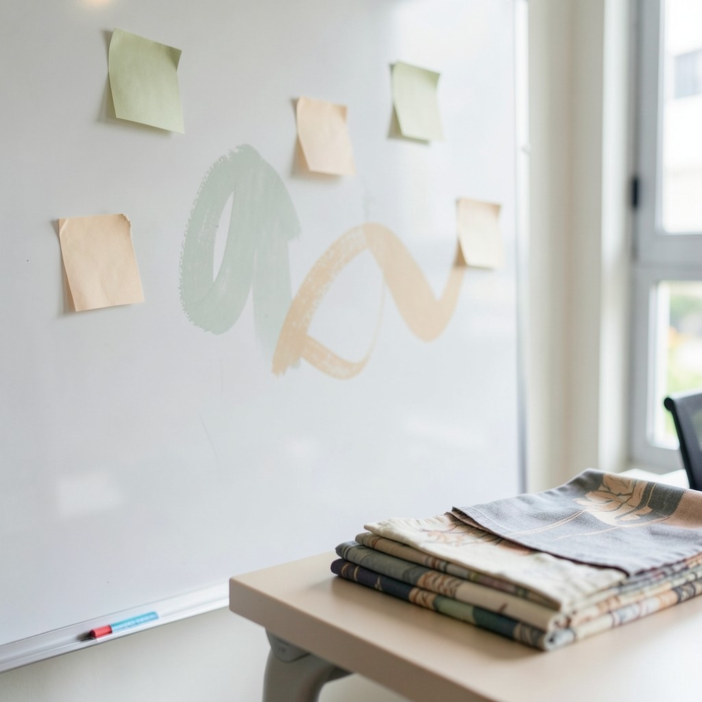 Whiteboard with retail sales measure notes beside category samples